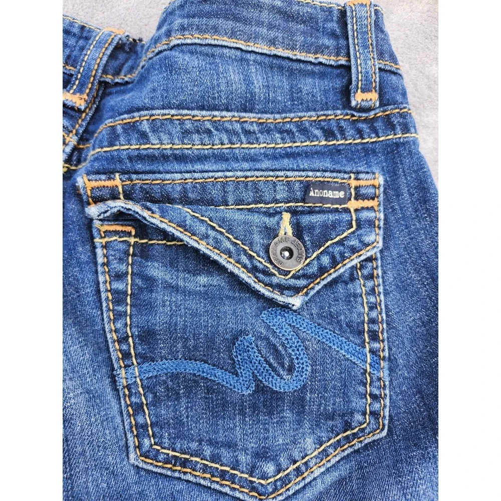 ANONAME Capri Jeans Womens Sz 28 Dark Wash Faded Low Rise (031)